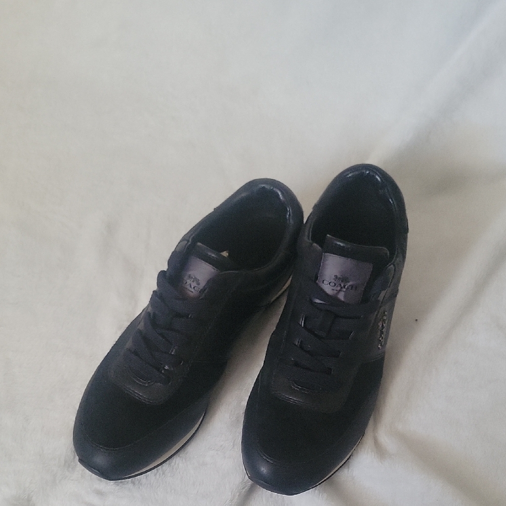 Coach Raylen Sneakers Women 8.5B Black Leather Suede Athletic Lace Up Shoes - Picture 16 of 16